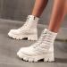 EKOUSN Women's Side Zipper Mid-Tube Platform Boots - White, Size 8.5 - Buy Online on GoSupps.com