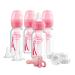 Dr. Brown s Natural Flow  Anti-Colic Options+  Narrow Breast to Bottle Pump & Store Feeding Set with Slow Flow Nipples  Baby Bottle Travel Caps and 100% Silicone HappyPaci  One-Piece Pacifier  Pink Breast to Bottle Feedi...