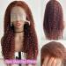 Reddish Brown Deep Wave Lace Front Human Hair Wig 180% Density | 13X4 HD Lace Frontal Copper Red Colored Curly Glueless Wig Pre Plucked for Black Women - Buy Online on GoSupps.com