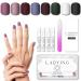 LADYING 8 Packs (192 PCS) Matte Press on Nails Short Acrylic Nails Press ons False Nails for Women, Stick Glue on Nails Set with Glue Nail File, Nail Art Salon Ballerina French Fake Tips Matte Acrylic