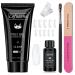 Poly Gel Nail Kit 30ML Poly Nail Gel Nail Extension Kit All in One Poly Gel Kit With 40ML Slip Solution Nail form Nail Clips Nail Brush Nail Art Set Nail Art Design for Beginners Clear