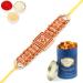 Ghasitaram Gifts Rakhi for Brother Rakhis Online - Substance of Om d0001 Rakhi with 100 GMS of Dryfruits Mix Can Rakhi Set with 100 gms of Dryfruits Mix Can