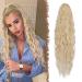 Fine long braid ponytail hair exension with cord strain long curly curly blond mixed bleaching blonde synthetic hair extension natural clip in hair part ponytail art hair hair braid for women 65 cm blonde bleach blonde