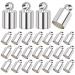Aylifu 100pcs Silver Plated Glue in Barrel End Caps Brass Leather End Cord Clasps Findings Kit for DIY Bracelet Necklace Pendants Tassel Crafts Jewelry Making