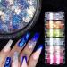 Holographic Mermaid Nail Glitter Powder Dust Flakes by JMEOWIO - 6 Grids Iridescent Sequins for Shiny Nail Art Decoration - Buy Online on GoSupps.com