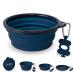 Bonza foldable dog bowl Extra large - portable travel bowl dog for medium to large pets - dog bowl foldable easy stable leak -proof food -proof - premium folding nipping dog (navyblau) navy blue X -large