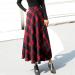 Sanahy Women's Plaid Wool Maxi Skirt - XL Red | High Elastic Waist A-line Winter Flare Skirt with Pockets - Buy Online on GoSupps.com