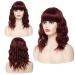 Wine Red Shoulder Length Wavy Bob Wig for Women - Heat Resistant Fiber, Natural Daily Use - Buy Online on GoSupps.com