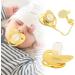 Alomejor Baby Pacifier - Curved Design 26 Letters Safe Materials & Clips for 6-18 Months - Golden Color (E) | Healthy Bling - Buy Online on GoSupps.com