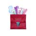 Menstrual Kit All-in-One | Convenience on The Go | Single Period Kit Pack for Travelling Tweens & Teenagers or Emergency situations | Individually Wrapped Feminine Hygiene Products (Red Purse)