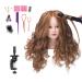 SOPHIRE 26"-28" Long Hair Mannequin Head with 60% Real Hair, Hairdresser Practice Training Head Cosmetology Manikin Doll Head with 9 Tools and Clamp - Golden, Makeup On