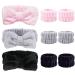 QVMKWL 3Pcs Bow Coral Fleece Elastic Spa Headband with 3 Pair Wrist Wash Towel Band(Gray Pink Black