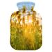 Sunflower Plants Field hot water bottle with soft fleece cover 2 litre hot water bag for hot and cold compresses