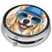 Buy Cute French Bulldog Mini Round Pill Box - 3 Compartment Travel Pill Organizer | Portable Medicine Case for Home & Office - Buy Online on GoSupps.com