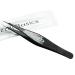 Ingrown Hair Tweezers by Zizzili Basics - Surgical Grade Stainless Steel Fine Pointed Tweezers - Precision Aligned Tips for Splinter, Eyebrow & Facial Hair Removal - with Bonus Tip Guard & Carry Pouch Black