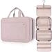 BAGAIL Large Toiletry Bag with Hanging Hook,Water-resistant Makeup Travel Bag Cosmetic Bag for Full Sized Container Travel Organizer for Shampoo, Accessories,Toiletries(Pale pink) Pink 4 in 1 Multifunctional
