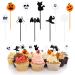 KESOTE 100PCS Halloween Cupcake Toppers, Plastic Halloween Toothpicks Halloween Cupcake Food Cocktail Appetizer Picks for Halloween Baby Shower Birthday Wedding Party Cake Decorations