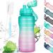 Codicile 2L drinking bottle 2l drinking bottle with straw and time marking BPA-free leak-proof large drinking bottle drinking bottle 2l of carbon dioxide Suitable for yoga fitness running green pink