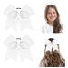 WLLHYF 2PCS Large Cheer bows  Jumbo Cheer Hair Bows Ponytail Holder Elastic Band Handmade for Cheerleaders Teen Girls College Sports White Cheerleading Bow Christmas Hair Accessories 8 Inch (white)