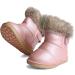MINBEI Baby Girls Soft Leather Snow Boots Waterproof - Toddler Girls Pink White Rose Gold Brown - Size 5.5 UK Child S411 - Buy Online on GoSupps.com