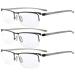 Eyekepper 3 Pack Plastic Temples Lightweight Half Rim Reading Glasses Men Women Gunmetal +1.00