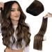 Laavoo real hair extensions brown balayage extensions real hair brawl to sew darkest brown ombre light brown SEW in extensions real hair treats 100g #2/8/2 45cm 1.14 #2/8/2