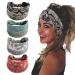 Gangel Vintage Headbands Exotic Knotted Turban Boho Head Wraps Wide Hair Scarf Yoga Running Hair Accessories for Women and Girls(Pack of 4) (Exotic)
