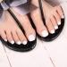 Glossy Press on Toenails - Chic Solid Color Fake Toenails - Short Full Cover Nail Tip - Square Clip on Toenails - Beach Sand Feet Nails - 24Pcs (White) - Buy Online on GoSupps.com