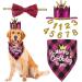 Crown dog birthday hat 4 pieces cute dog birthday hat and bandana with dog fly and golden numbers reusable for pets puppies cats small medium-sized dogs (pink)