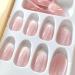 Short Press On Nails Oval Shape | Pink White Gradient Acrylic Nails | Glossy French Tip Glue On Nails for Women & Girls - Buy Online on GoSupps.com