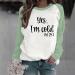 oelaio Womens I'm Yes Cold Me 24:7 Printed Funny Sweatshirt Raglan Long Sleeve Crewneck Letters Casual Loose Pullover Top Army Green - Buy Online on GoSupps.com
