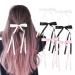 6 Pack Bow Hair Clips for Women Girls Pink White Black Ribbon Hair Bows Elegant Tassel Hair Bow Clips Barrettes Hair Accessories for Girls Teens