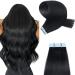 Yilite tape extensions real hair jet black 45cm 20 pieces/pack 50g tape in extensions real hair invisible silky straight skin weft tape in naturally extensions (45cm #1 jet black)