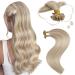 Moresoo bonding extensions real hair 35 cm u Tip extensions invisible hair extensions #p18/613 ash blonde mixed with platinum blonde keratin bonding real hair 0.8g/s total 40g 35cm 2.u-tip/613