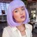 Bob Short Purple Wig with Bangs for Women - Lavender Silky Straight Costume Cosplay Party Daily Use 12 - Heat Resistant Synthetic Hair (Light Purple) - Buy Online on GoSupps.com