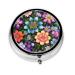 Flower Diamond Paintings Round Pill Box Cute Small Pill Box Mini Pill Box Round Metal Pill Box Travel Pill Box Flower Diamond Paintings One Size