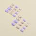 24pcs Purple Flower Press On Nails | Short Square False Nails with Glue | Fashionable Cute Design for Women and Girls - Buy Online on GoSupps.com