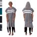 Ho Stevie! Thick Microfiber Surf Poncho (Wetsuit Changing Robe/Towel) CHOOSE COLOR Gray With White Stripes (100% Cotton)