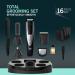 Perry Ellis 16-Piece Mens Grooming Kit - Rechargeable Beard Trimmer Electric Razor for Face Body Nose & Ear - LED Display & Charging Dock - International Shipping Available - Buy Online on GoSupps.com