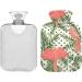 Naanle 2L Hot Water Bottle with Cover - Palm Leaf Parrots - Pain Relief & Heat Therapy for Menstrual Cramps - Transparent Large Hot Water Bottle - International Shipping - Buy Online on GoSupps.com
