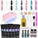 Poly Nail Gel Kit 8 Colors False Nail Extension Gel Nail Enhancement Starter Kit Clear Nude White Crystal Builder Gel All-in-one Nail Art Design Set (B with Light)