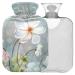 Naanle flowering white flowers heat bottle with cover transparent hot water bottle 1L heat bottle for bed handfeers Warmer pain relief heat and cold therapy