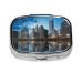 Chicago Reflected Printing 2 Compartment Small Pill Case Cute Small Pill Box Purse Pill Boxs Travel Pill Organizer for Pocket Purse and Travel Gifts