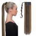 Pference Hair extension extensions clip in ponytail braid hair part of course ponytail super long 81cm smooth dark brown & sand blonde