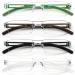 MMOWW 4 Pack Rimless Reading Glasses for Men and Women with Clear Rectangle Blue Light Blocking Glasses (4pcs 1.0) 4pcs 1.0 x