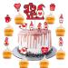 25 Pieces Wedding Red Cupcake Toppers Picks Red Heart Love KISS ME BE Mine Gnomes Happy Birthday Cake Topper Sweet Love Theme Party Cake Decor Supply Food Fruit Picks for Party Dessert Decoration Vn