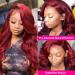 Burgundy Lace Front Human Hair Wig 20 Inch Body Wave 99J Color | Pre Plucked & Bleached Knots | 160% Density HD Lace Frontal Wig for Black Women - Buy Online on GoSupps.com