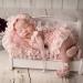 Yuehuam Newborn Photography Prop Girl Outfits Baby Lace Romper Hat Pillow Shoes Set Infant Photoshoot Skirt Clothes Pink
