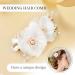 2 Pcs Flower Hair Clips - White Bridal Hair Pins with Metal Rose Gold Leaf - Elegant Hair Comb for Summer Beach Wedding and Special Occasions - Buy Online on GoSupps.com