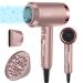 Confu hair dryer hair dryer 1800W light hair dryer with styling nozzle diffuser hairstill 3 heating and speed changes constant level dc motor rose gold